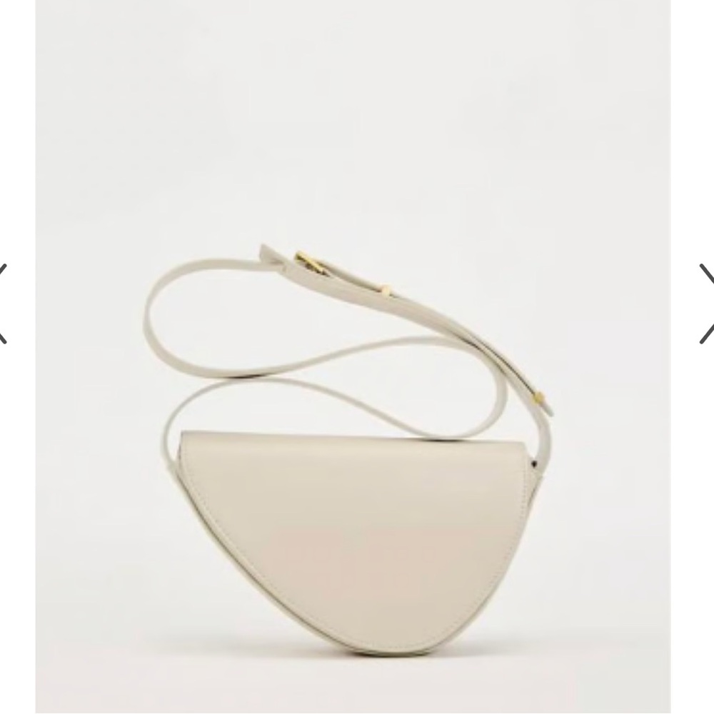 Zara Cream Crescent Crossbody Bag with Gold Hardware